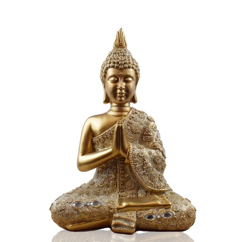 Bouddha assis 12 po x 7 po bronze et argenté