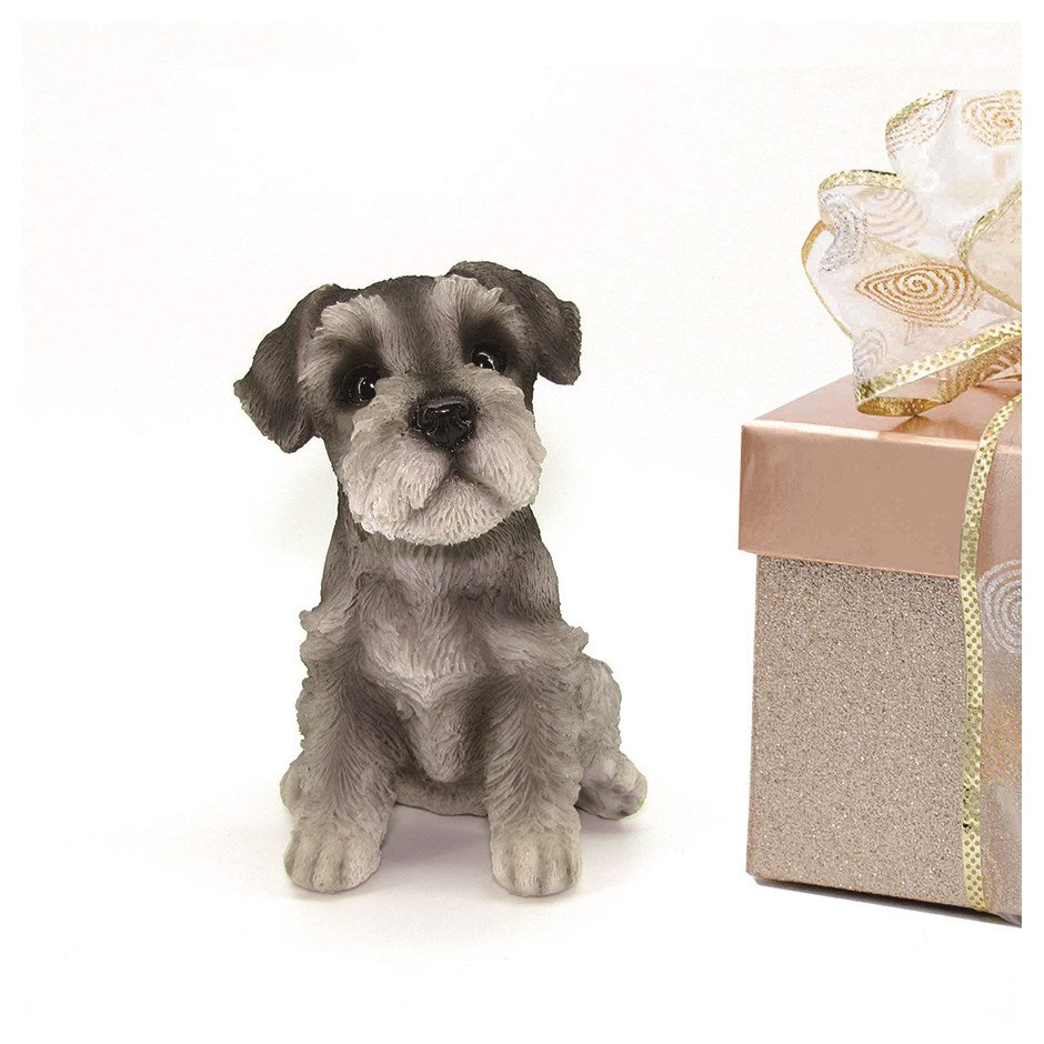 Petit chien décoratif Scotty en résine gris