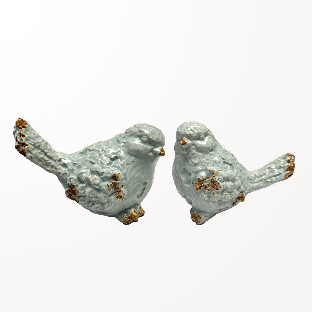 Oiseau en céramique vert pâle 4 po x 2,5 po x 4 po