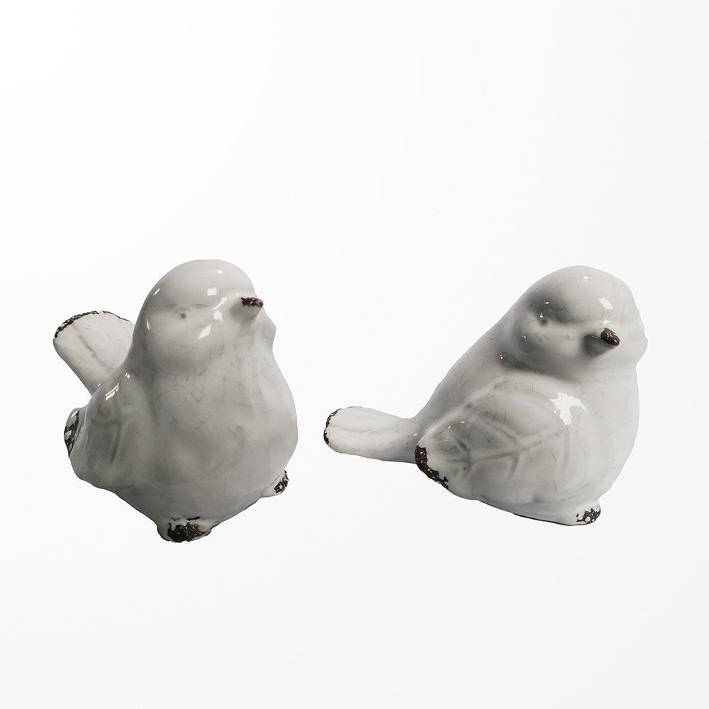 Oiseau en céramique blanc 4,5 po x 3 po x 3,25 po
