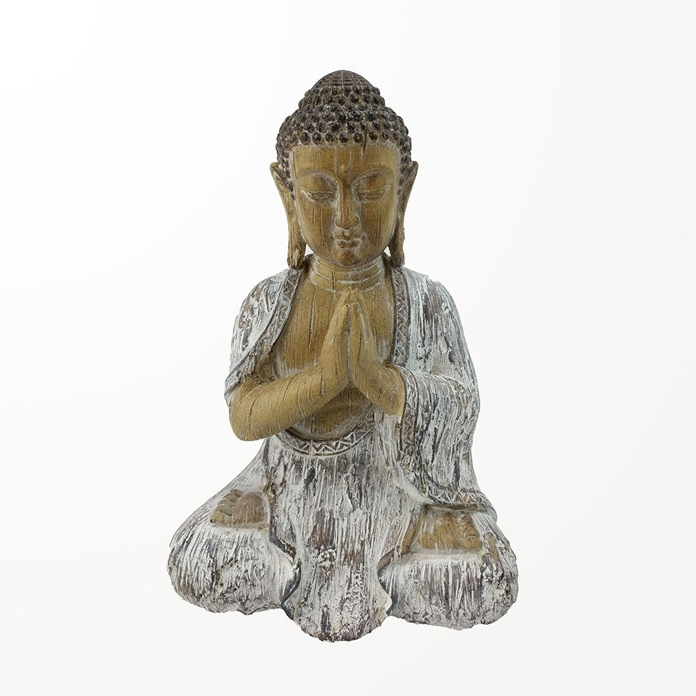 Bouddha or et argent assis qui prie 4 po x 3 po x 6 po