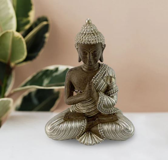 Bouddha or assis qui prie 4 po x 2 po x 5 po
