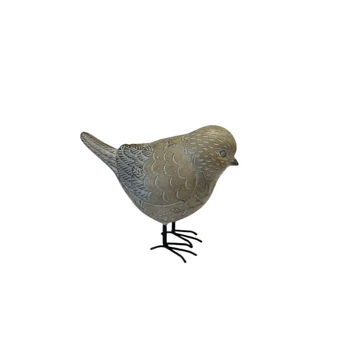 Oiseau décoratif gris 6 po x 3 po x 4,5 po