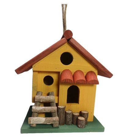 Mangeoire à oiseaux en bois 8 po x 5 po x 8 po jaune