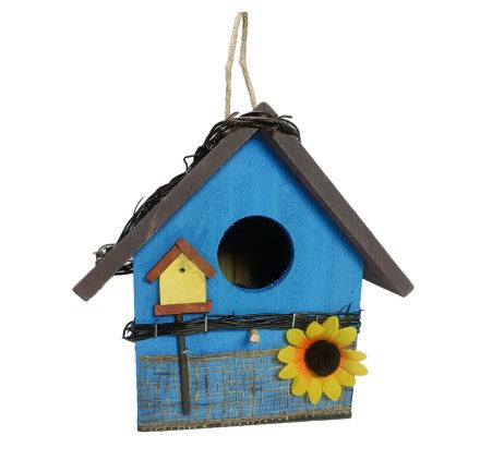 Mangeoire à oiseaux en bois 8 po x 6 po x 8 po bleue