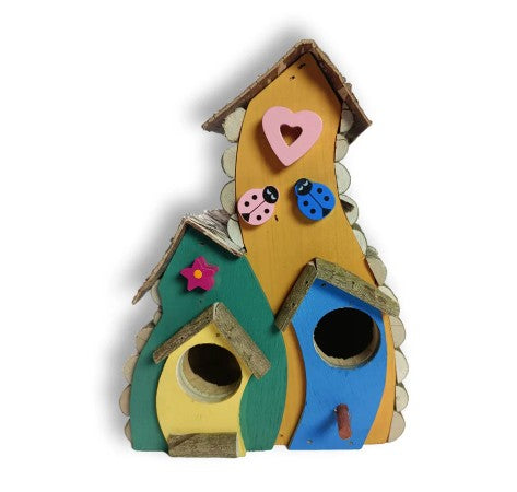 Mangeoire à oiseaux double en bois 6 po x 4 po x 7,5 po