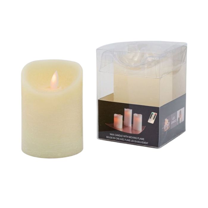 Chandelle en cire DEL effet flamme en mouvement crème