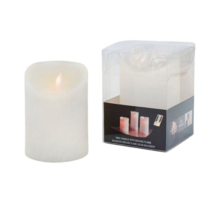 Chandelle en cire DEL effet flamme en mouvement blanche
