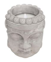 Chandelle DEL en ciment tête de bouddha