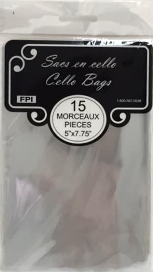Sac cello transparent 5 po x 7,75 po (paquet de 15)