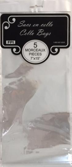 Sac cello transparent 7 po x 15 po (paquet de15)