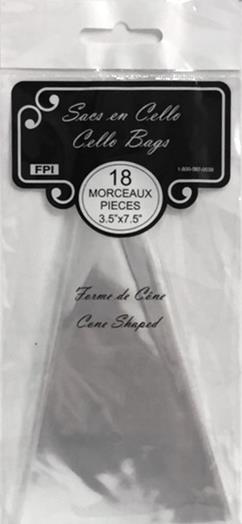 Sac cello cône transparent 3,5 po x 7,5 po (paquet de 18)