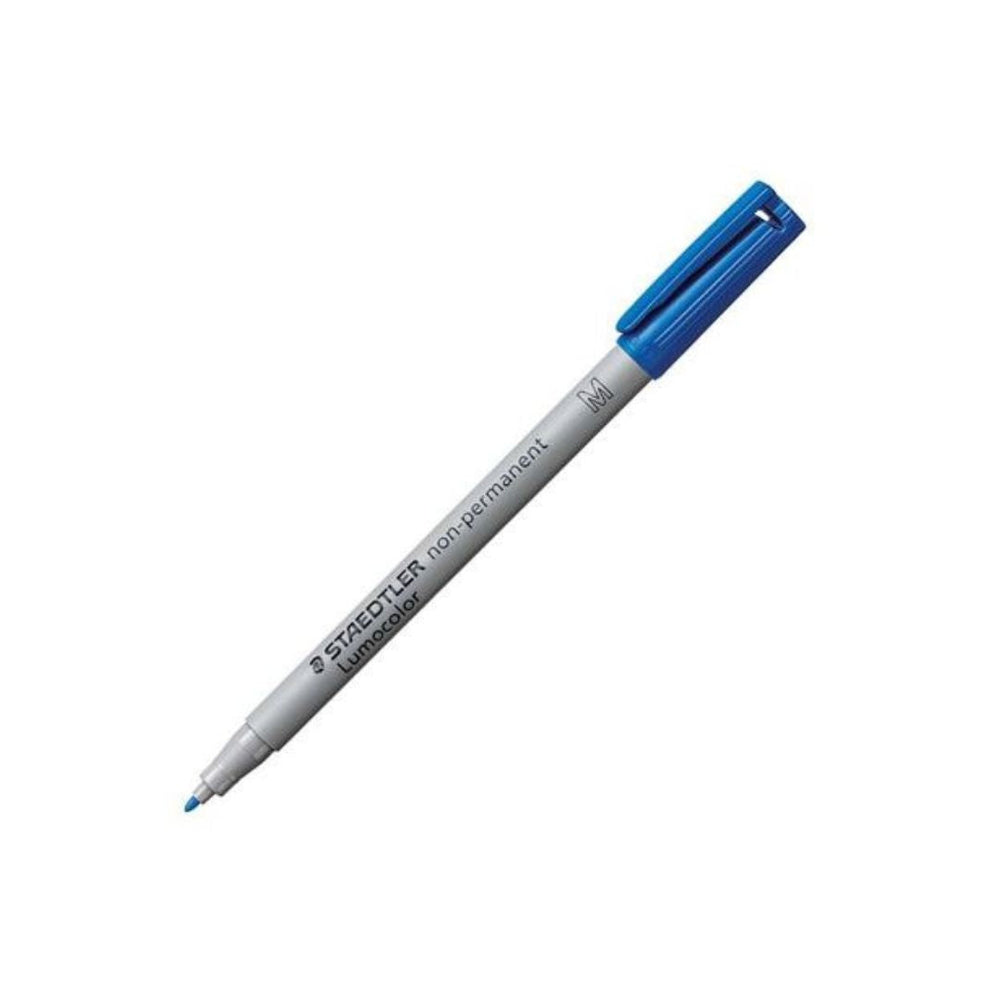 Crayon non permanent pointe moyenne Staedtler Lumocolor bleu