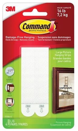Bande adhésive pour tableau 16 lb Command 3M (paquet de 4)
