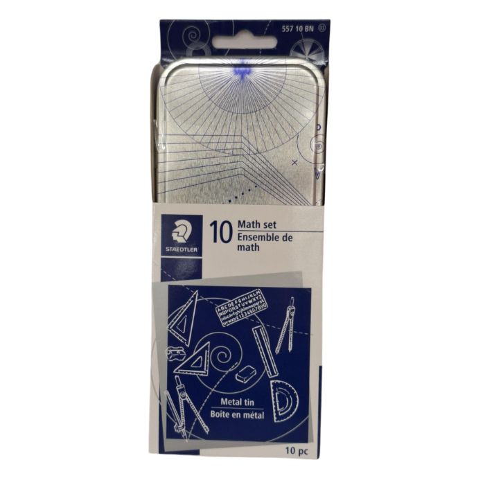 Ensemble de géométrie dans une boîte en métal Xcel Staedtler (10 morceaux)