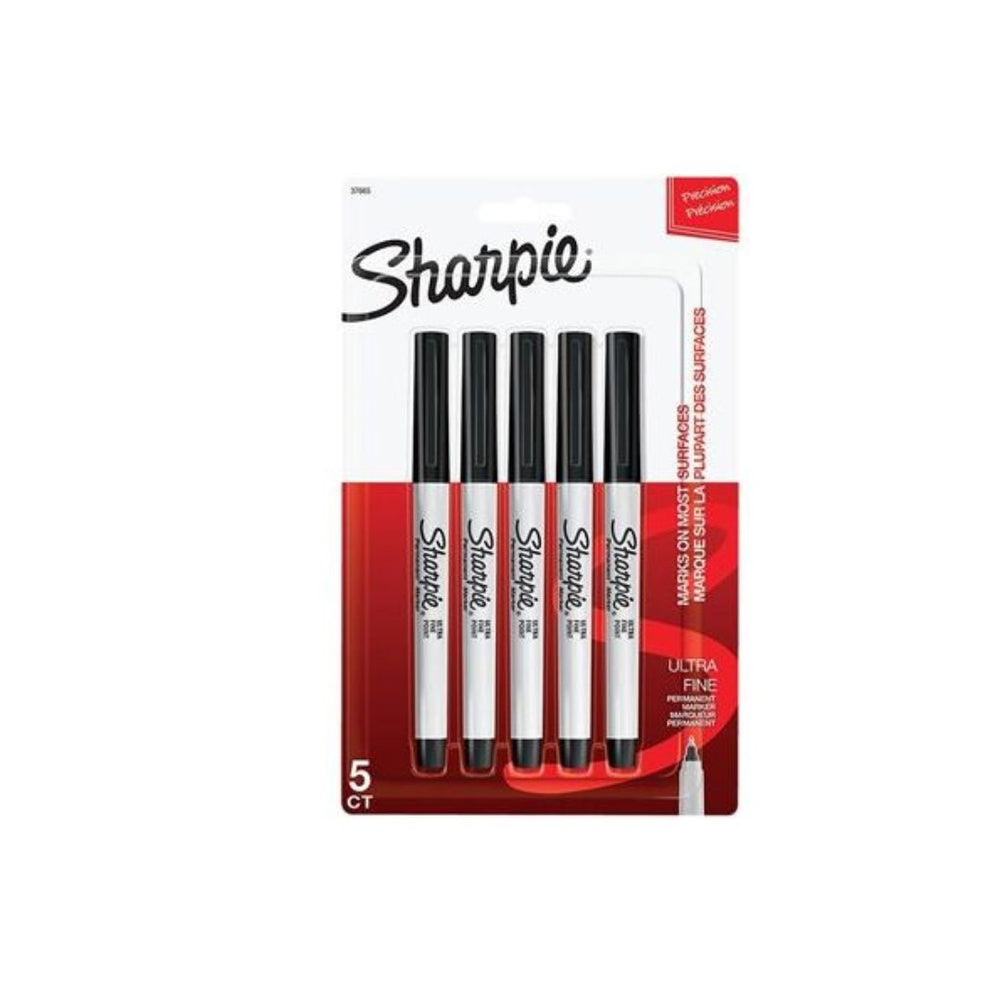 Marqueur permanent pointe ultra fine Sharpie noir (paquet de 5)