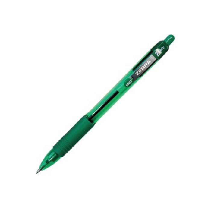 Stylo à bille rétractable pointe moyenne Zebra Z-Grip vert
