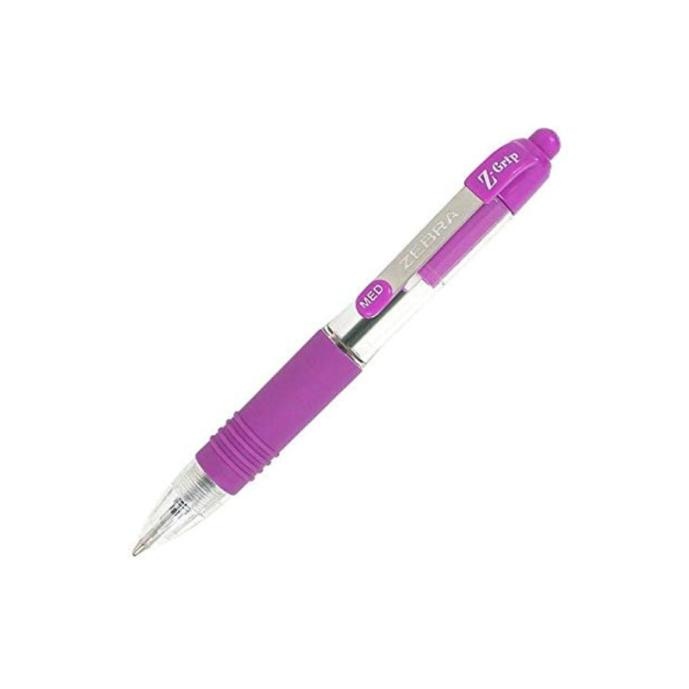 Stylo à bille rétractable pointe moyenne Zebra Z-Grip violet