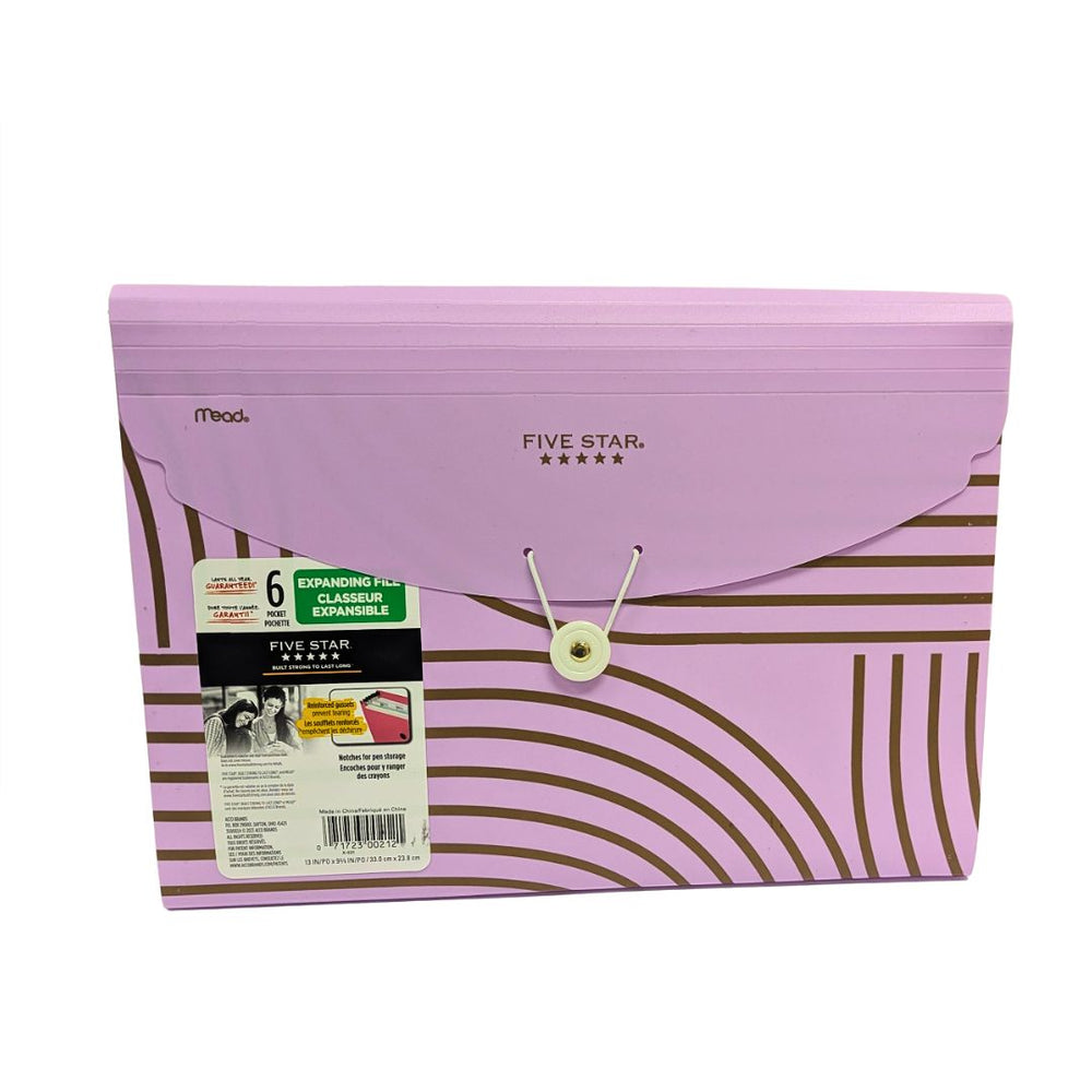 Classeur expansible à 6 pochettes 13 po x 9,5 po lilas