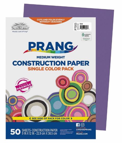 Papier construction 9 po x 12 po violet (50 feuilles)