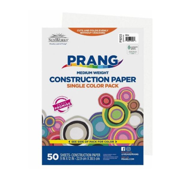 Papier construction 9 po x 12 po (paquet de 50) blanc