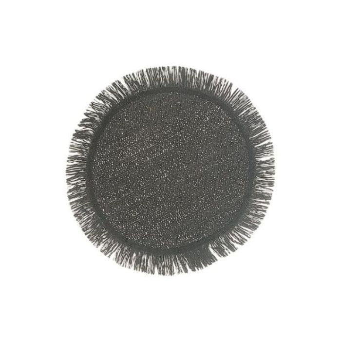 Napperon rond 15 po tissé avec franges