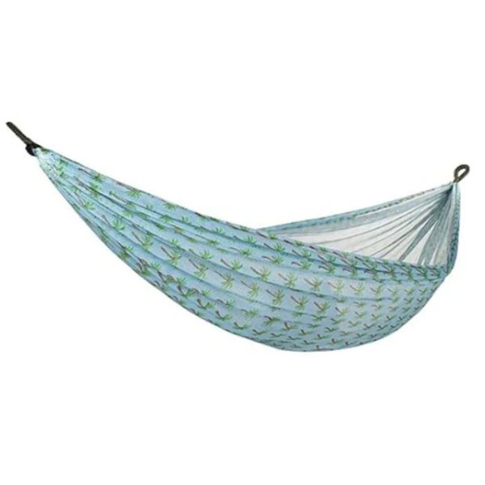 Hamac en filet 38 po x 102 po bleu motif palmier