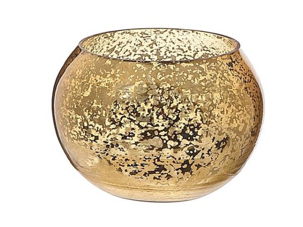 Porte-chandelle en verre à motif de diamant doré 4 po