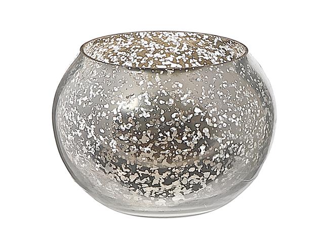 Porte-chandelle en verre à motif de diamant argent 4 po