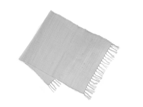 Tapis chindi 24 po x 48 po avec franges blanc