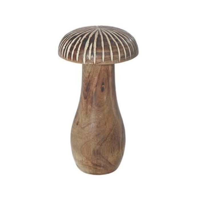 Champignon gravé en bois de manguier