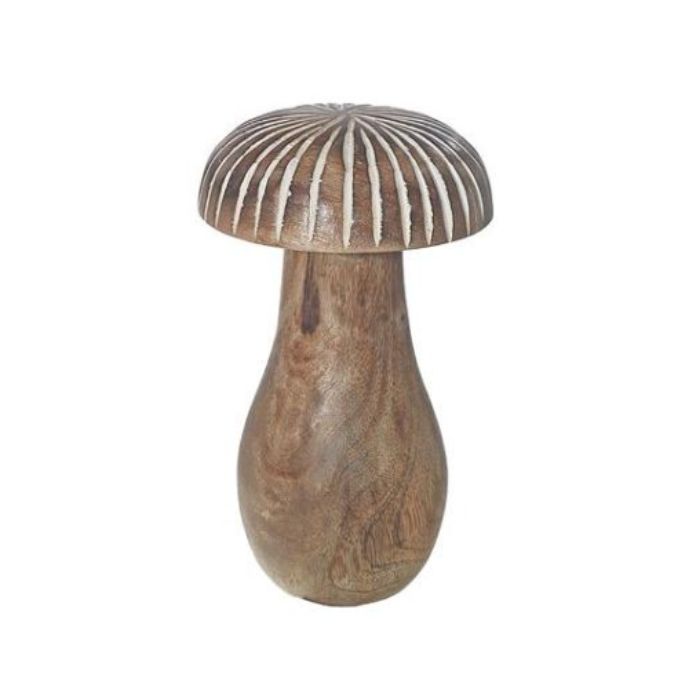 Champignon gravé en bois de manguier