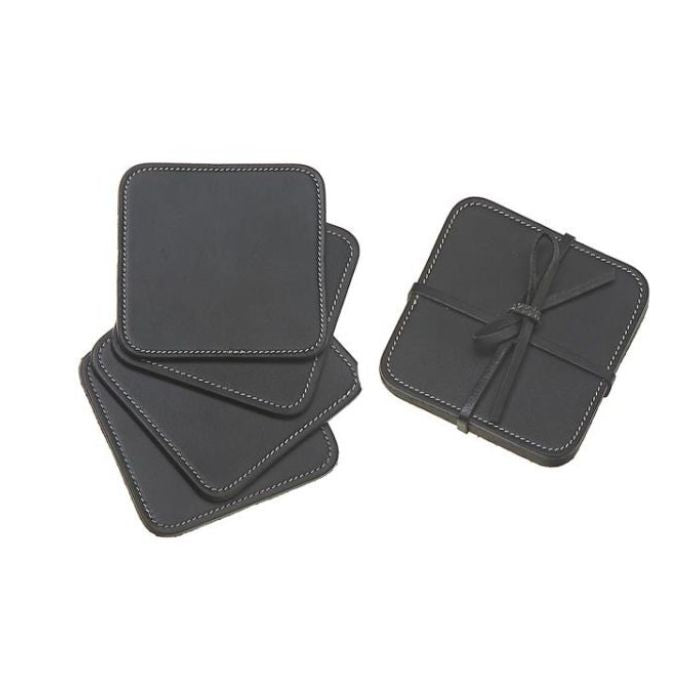 Sous-verre en cuir 9 po x 9 po noir (paquet de 4)