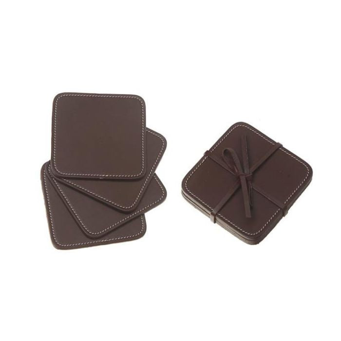 Sous-verre en cuir 9 po x 9 po beige (paquet de 4)