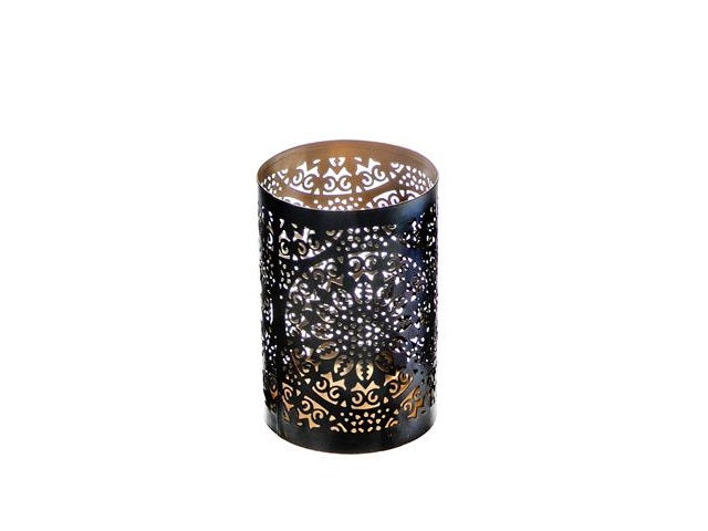 Bougeoir en fer découpé mandala bronze