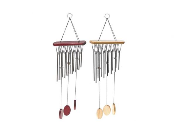Carillon ovale en bois 24 po avec pendentifs ronds