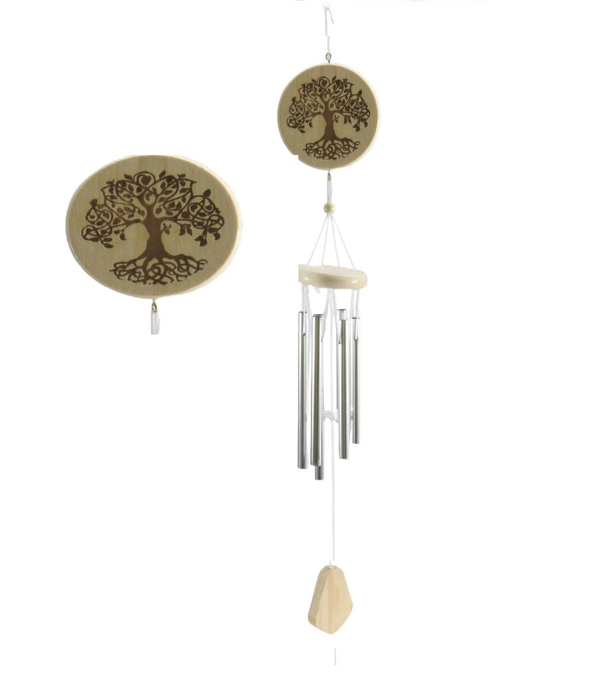 Carillon 27 po arbre de vie gravé en bois