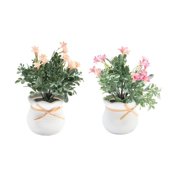 Fleur de lys artificielle 5,15 po x 7,19 po dans un pot avec ruban