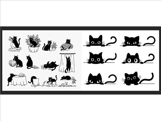 Lavette suédoise 8 po x 7 po chats noirs (paquet de 2)