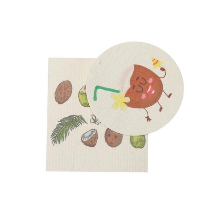 Lavette suédoise 8 po x 7 po Noix de coco (paquet de 2)