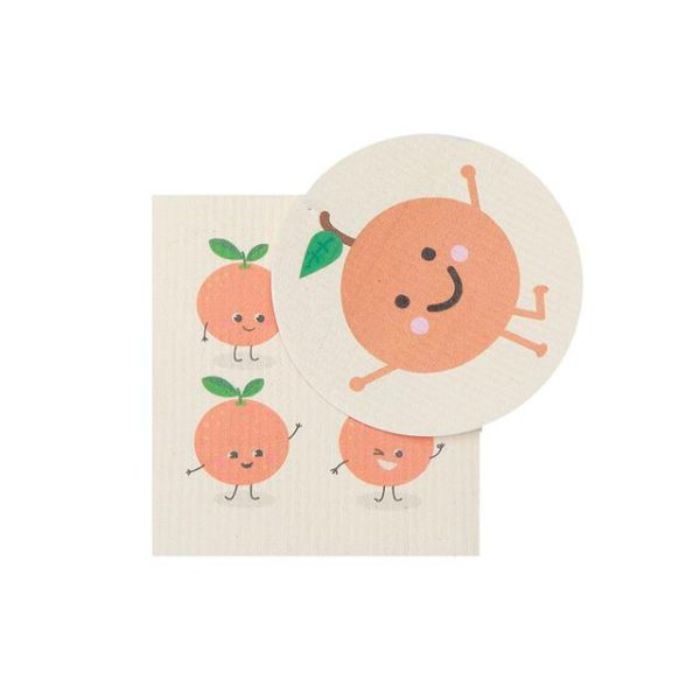 Lavette suédoise 8 po x 7 po Orange (paquet de 2)