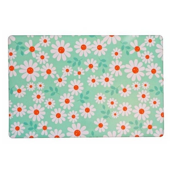 Napperon en plastique 11 po x 17 po bleu avec marguerites