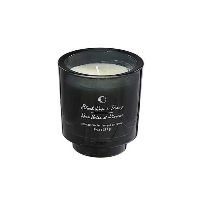 Chandelle parfumée pot noir 8 oz rose noire et pivoine