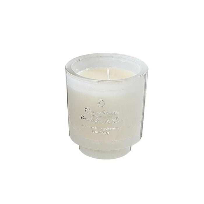 Chandelle parfumée pot blanc 8 oz vanille et noix de coco