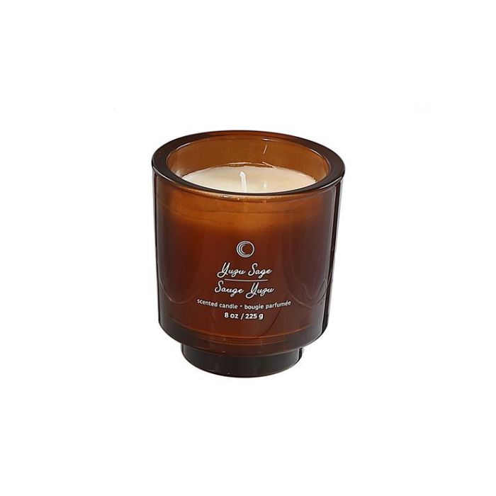 Chandelle parfumée pot brun 8 oz rose sauge yuzu