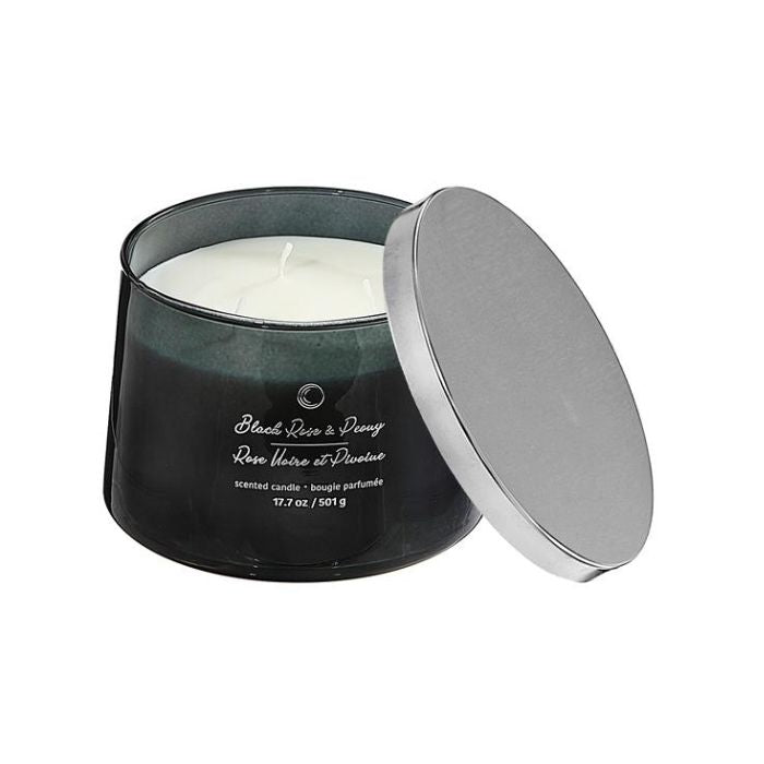 Chandelle parfumée pot noir 17,7 oz rose noire et pivoine