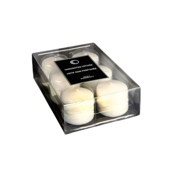 Chandelle votive blanche sans odeur (paquet de 6)