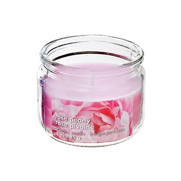 Chandelle pot en vitre 3 oz rose pivoine