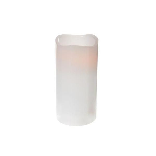 Chandelle pilier blanche sans odeur 3 po x 6 po à pile et minuterie