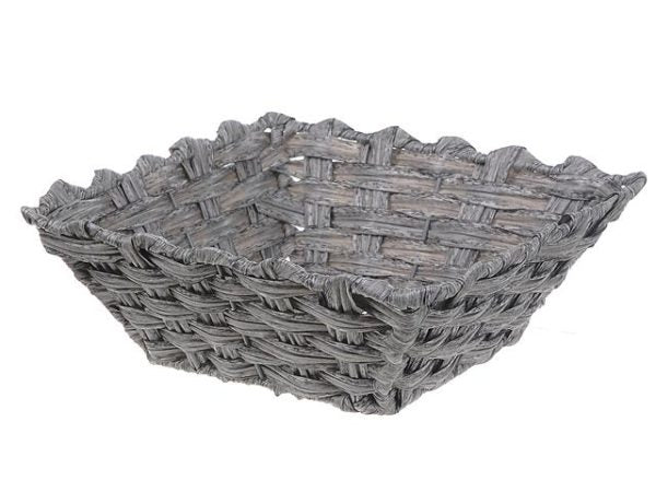 Panier en plastique 11 po x 11 po tressé gris